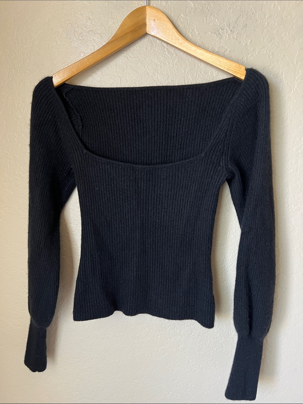 Reformation Isabel deep square neck cashmere ribbed sweater S - Picture 2 of 10